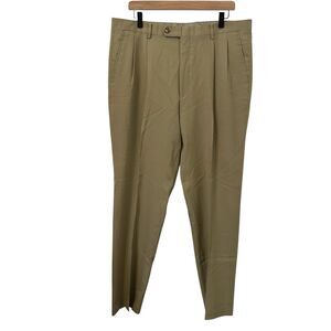 VTG Norm Thompson 100% Washable Wool Pleated Trousers Men’s 38R Preppy Chino Tan